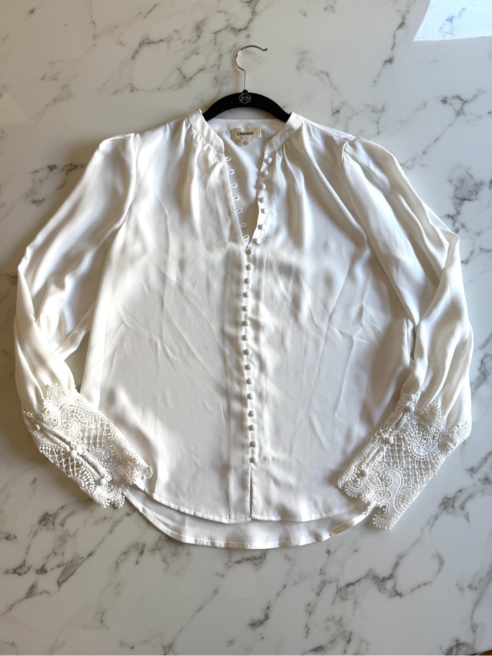L'AGENCE Ava Lace Cuff Blouse | Size S - Picture 4 of 12